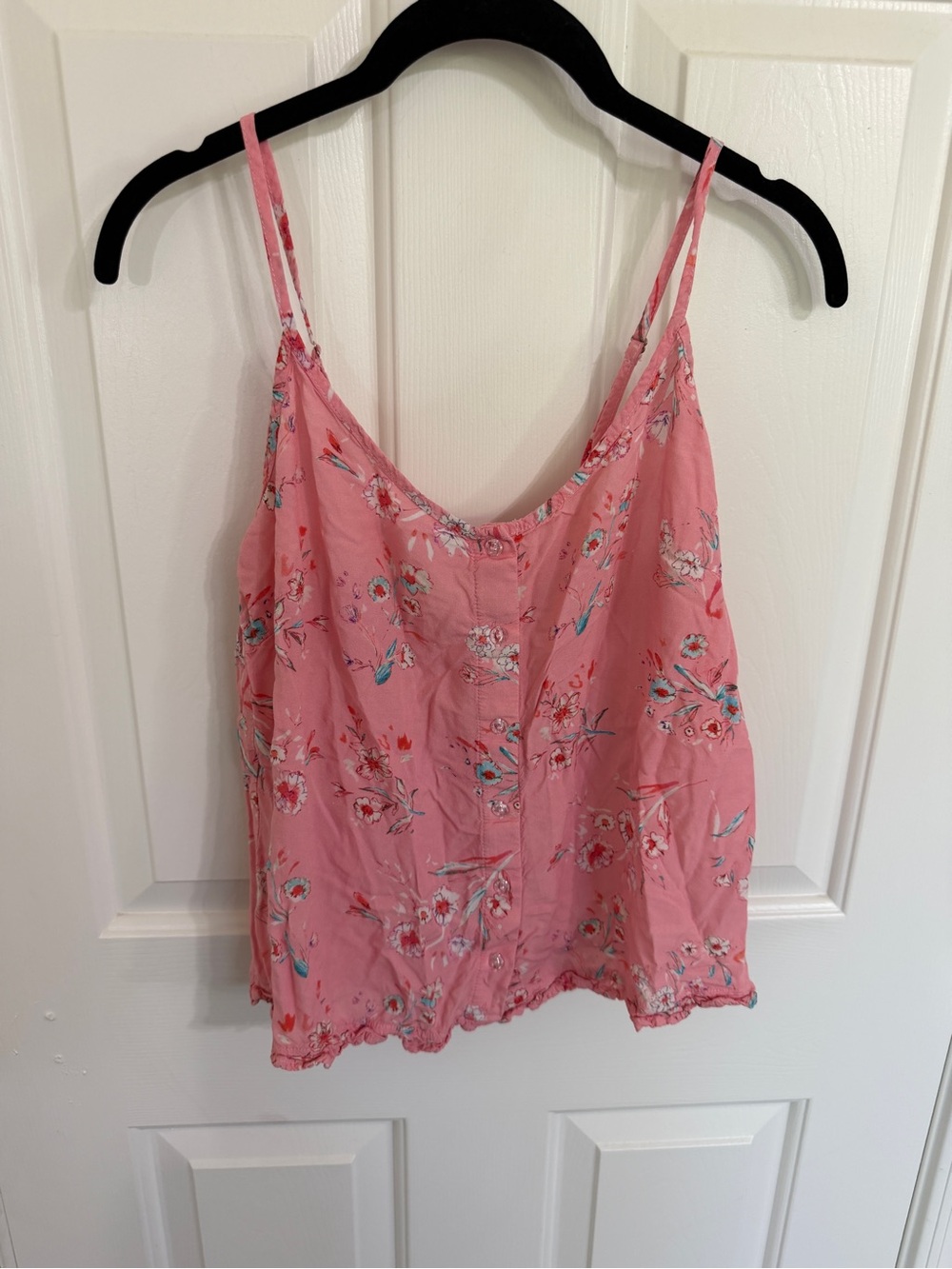 Plum Pretty Sugar S Pink Floral Button Front Cami Tank Top Pajama Coquette